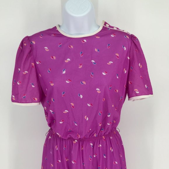 Vintage 1960s Summer Spring Print Dress Fit and Flare Belted - Picture 3 of 16